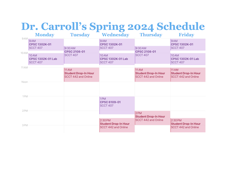 Dr. Carroll's Student Hours