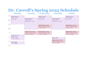 Dr. Carroll's Student Hours